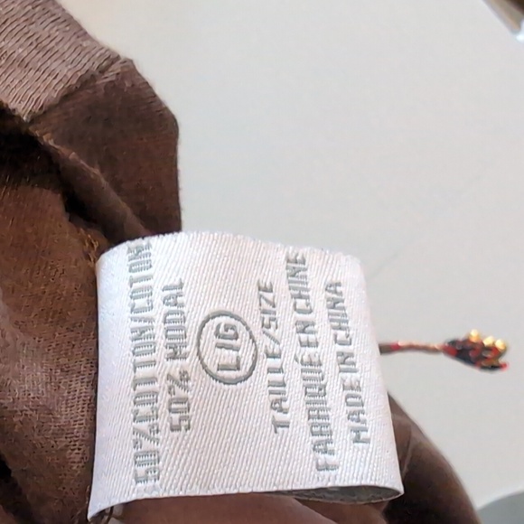 Suzy Shier Brown Embroidered Beaded Top | Size L Boho Chic Blouse with Tie Back - Picture 7 of 7